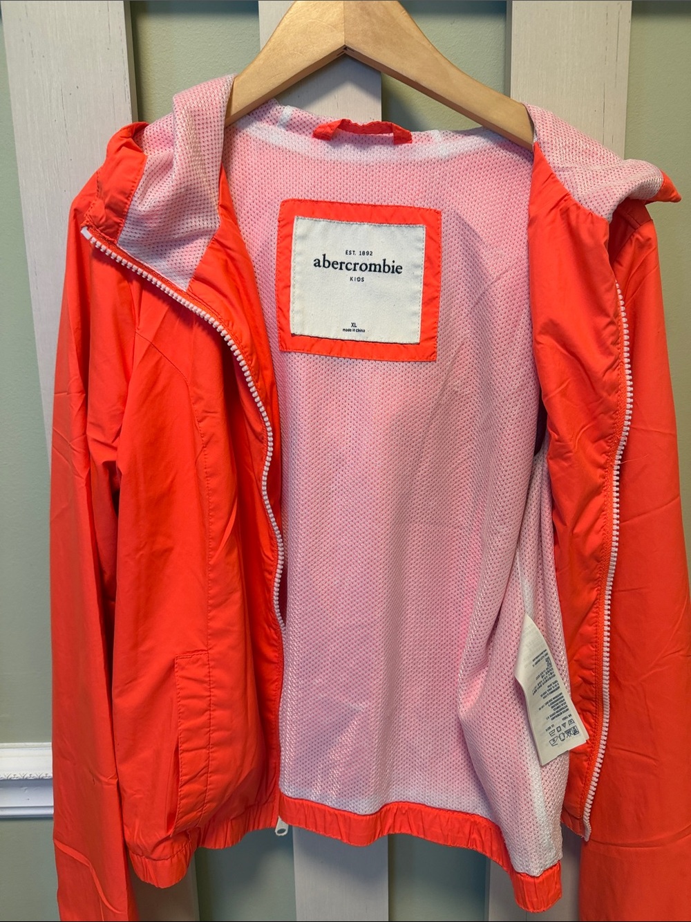 Abercrombie & Fitch Coral Zip Hooded Rain Jacket